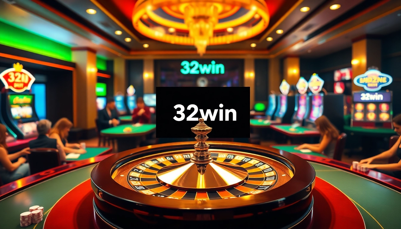 Exciting online casino experience at 32win with players enjoying roulette and poker.