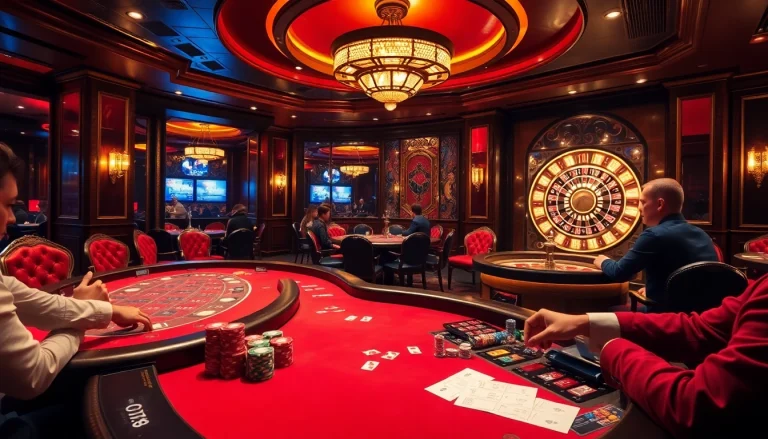 Strategize and play OK8386 at a luxury casino with vibrant tables and engaging atmosphere.