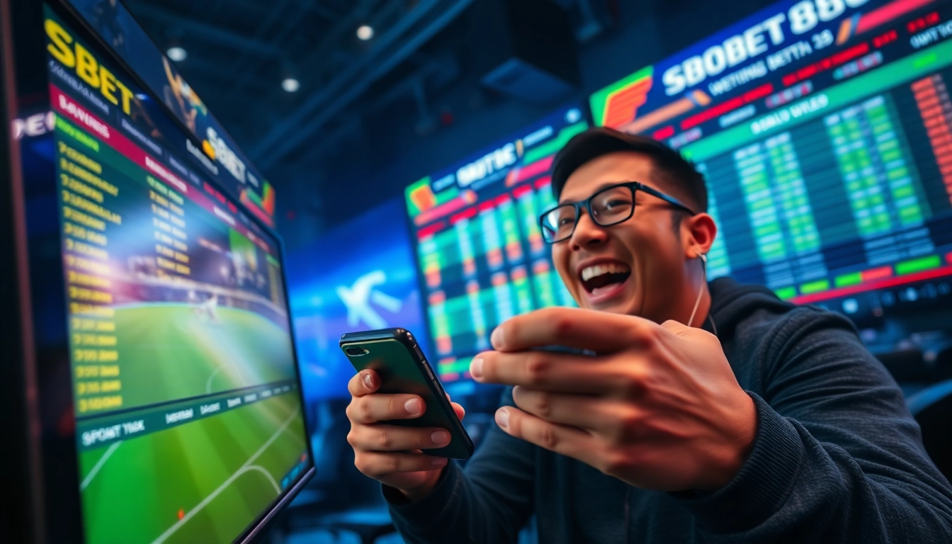 SBOBET88 bettor engaging confidently in online sports betting with excitement.