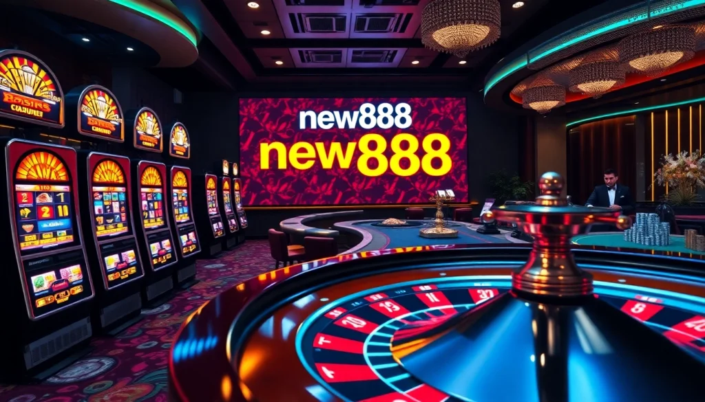 Join the thrilling excitement at new888 with vibrant slot machines and casino tables.