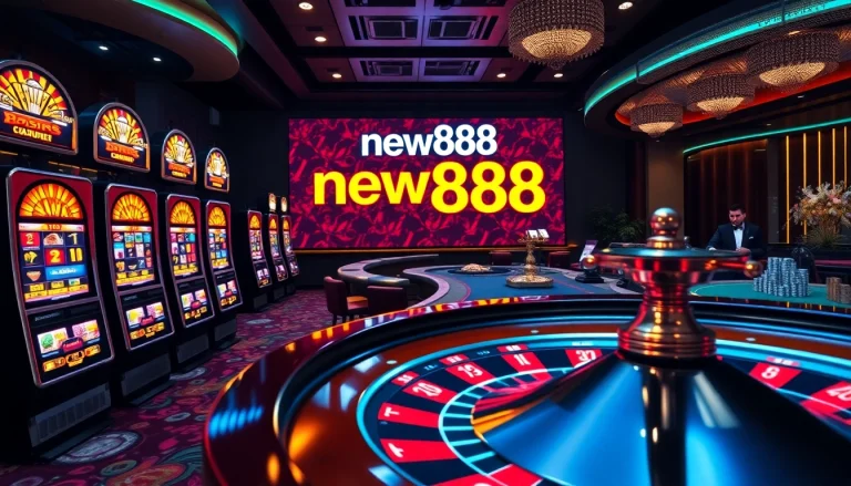 Join the thrilling excitement at new888 with vibrant slot machines and casino tables.
