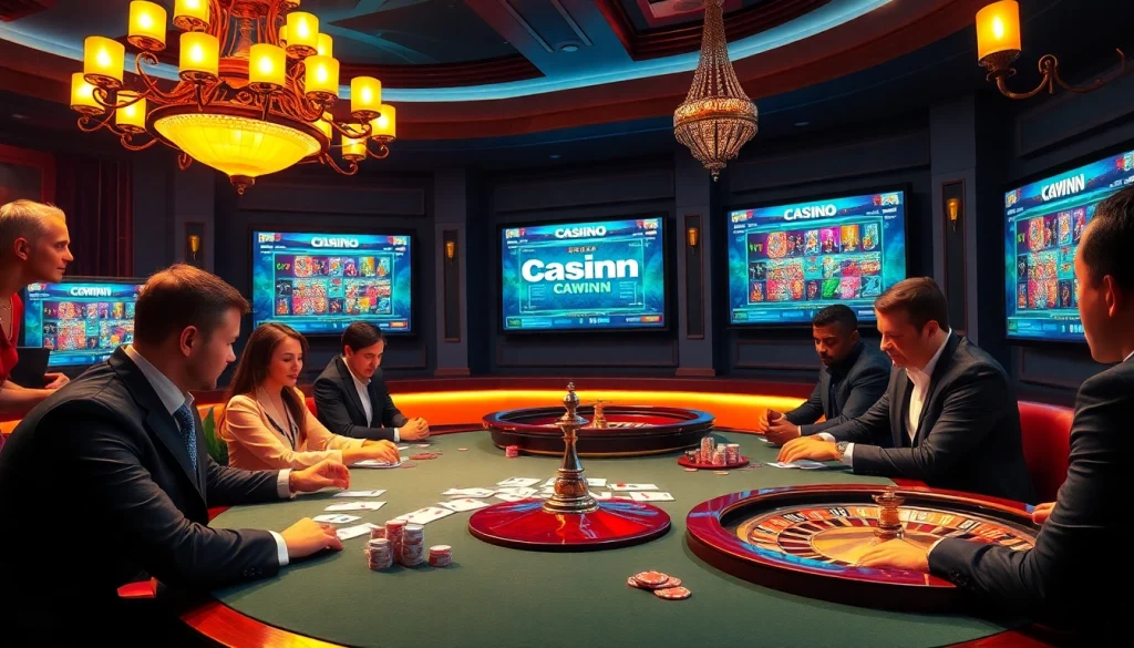 Experience thrilling gameplay at the kuwinn casino with luxurious poker tables and vibrant atmosphere.