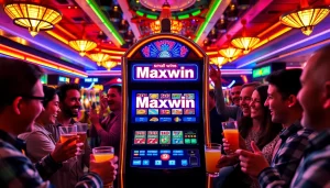 Permainan slot maxwin menarik perhatian dengan pemain yang merayakan kemenangan dalam suasana ceria.