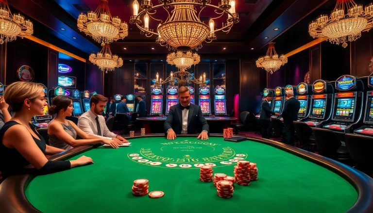 Winning at blackjack in a luxury casino setting featuring https://ax88.com.de/ with attentive dealers and vibrant lights.