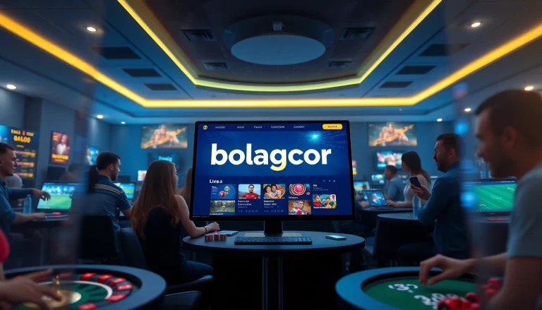 Dynamic bolagacor online gambling scene showcasing live casino excitement and engaging football betting.