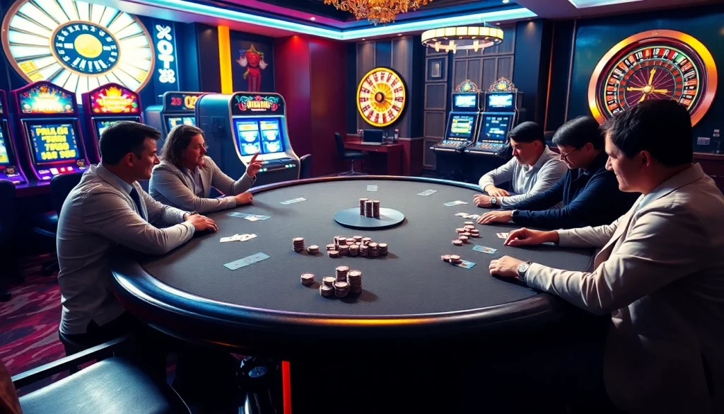 High-stakes poker at a luxury casino featuring XX88 poker chips and cards.