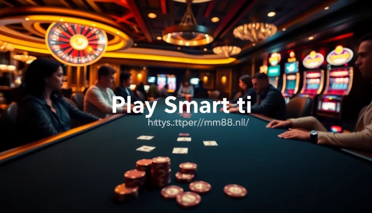 Betting at a luxurious casino table while playing smart at https://mm88.nl/ with poker chips and cards