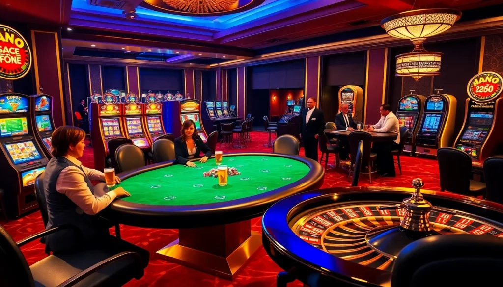 KJC players engaging in an exciting high-stakes poker game at a luxurious casino table.