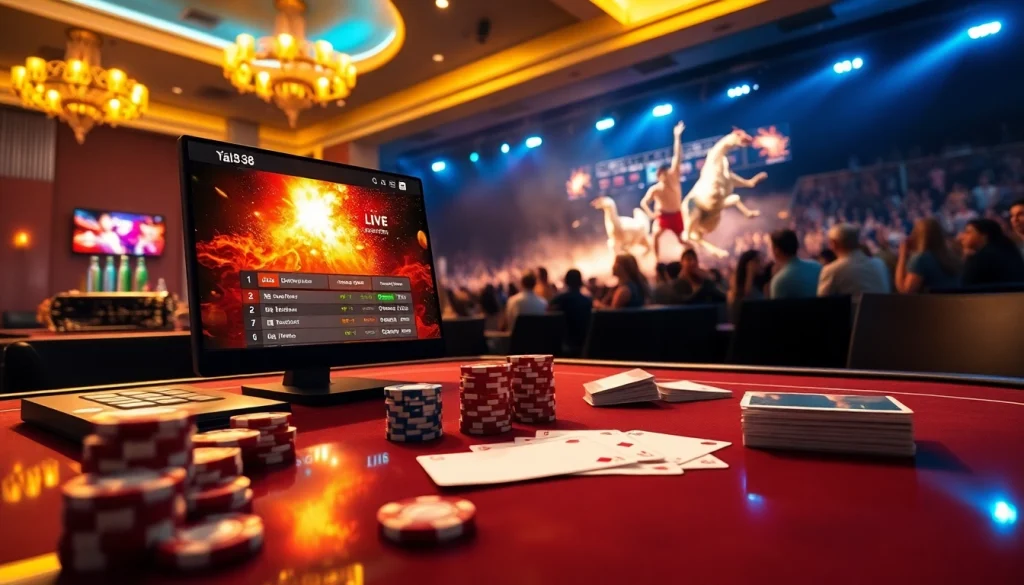 Experience thrilling Đá Gà BJ38 betting action with vibrant gameplay visuals and sophisticated gambling elements.