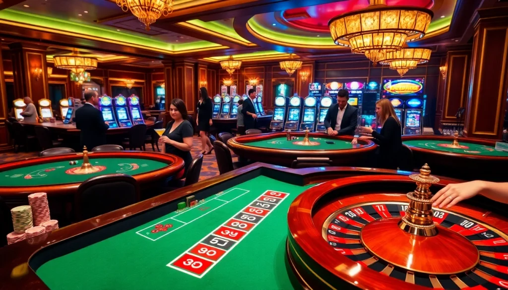 Players enjoying the excitement of gambling at jun88.rodeo's luxurious casino atmosphere.