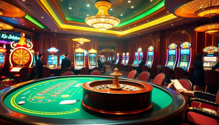 Kjc solutions enhances the thrill at a luxurious casino with poker, roulette, and slot machines.