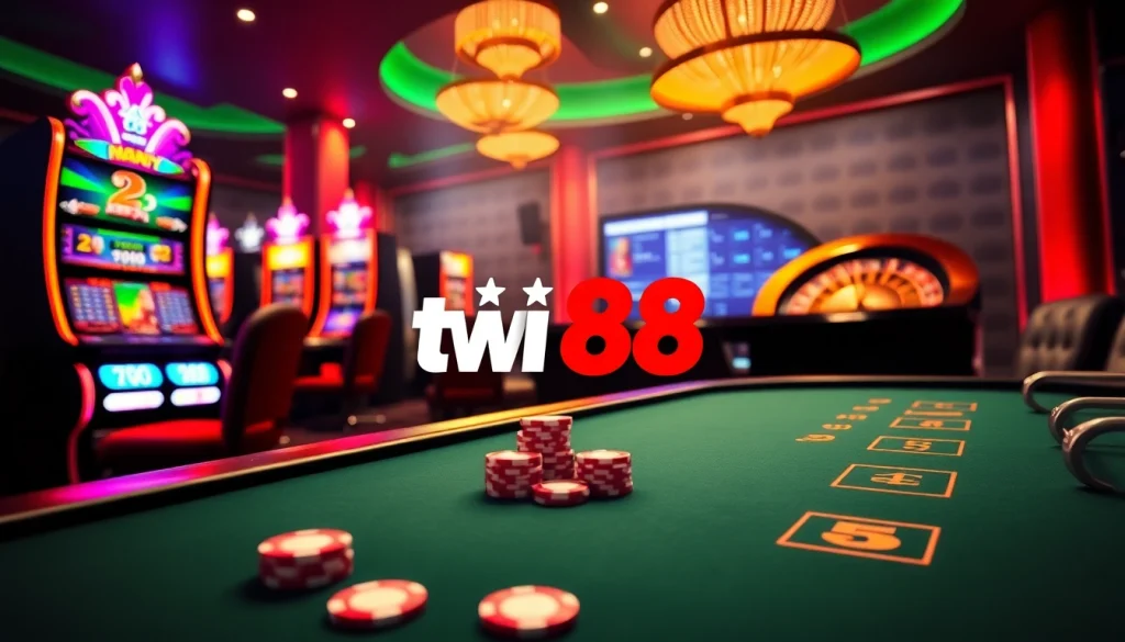 Engage in thrilling gaming experiences at W88 with exciting casino tables and vibrant slot machines.