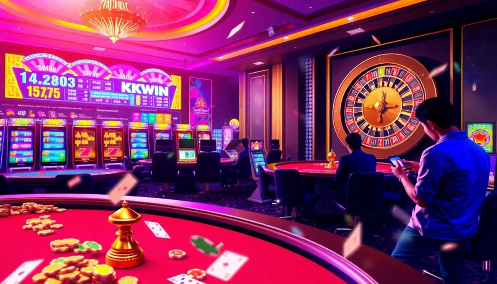 Experience the thrill of online gambling at kkwin.co.com with vibrant gaming elements.
