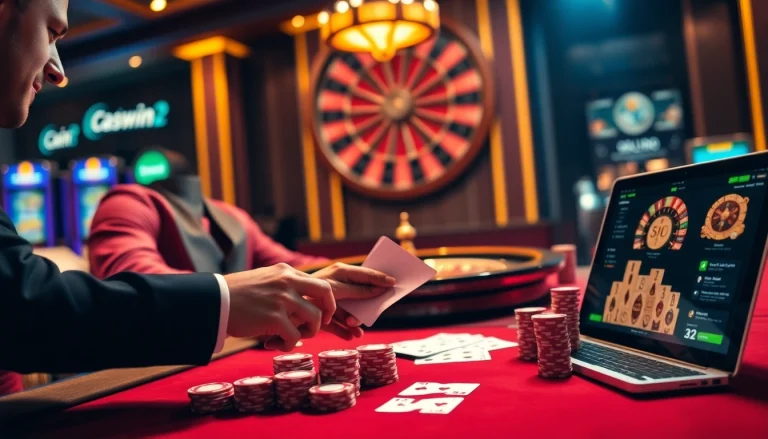 Experience the thrill of gambling at 32win2 with vibrant casino tables and poker chips.