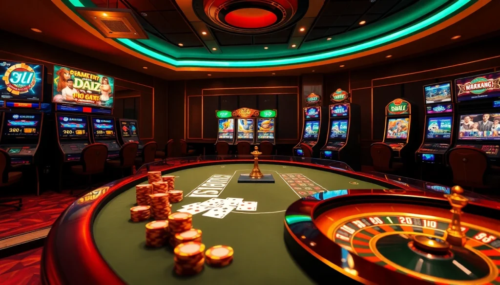 jili gaming experience featuring vibrant casino tables and dynamic slot machines