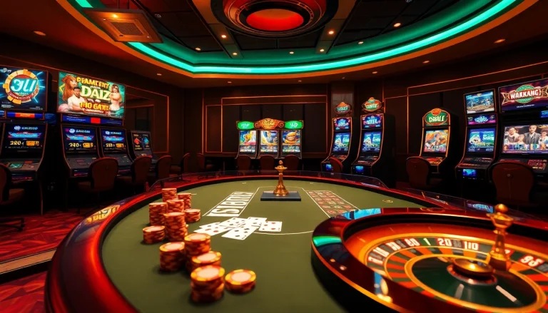 jili gaming experience featuring vibrant casino tables and dynamic slot machines