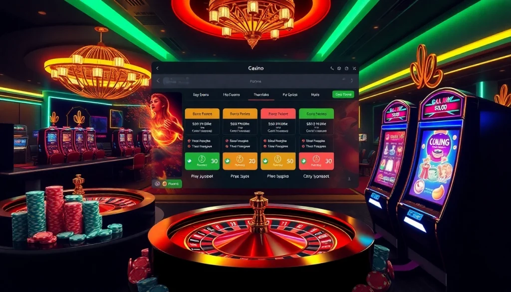 Nạp tiền EE88 with vibrant online gambling interface and casino elements in a luxurious setting.