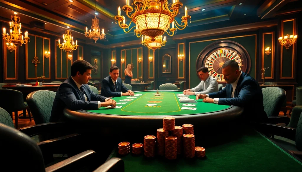 Experience the luxury of gaming at 32win with high-stakes poker amid an elegant casino ambiance.