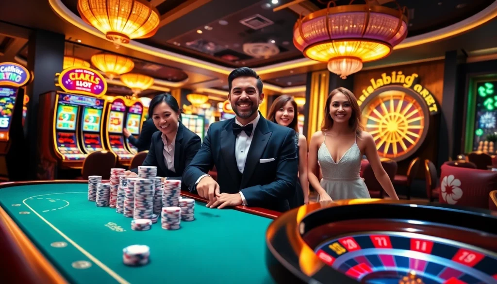 Engaging players in a luxurious casino scene featuring mk8th.net, showcasing excitement and professionalism.