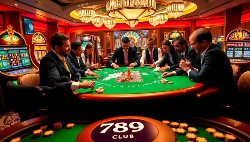 Experience the excitement at 789CLUB with intense poker gameplay and luxurious casino elements.