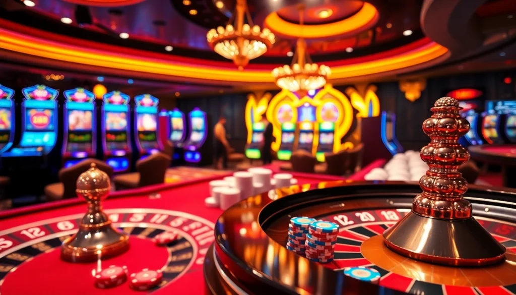 Experience the thrill of go 88 game đổi thưởng with vibrant casino visuals featuring poker chips and a roulette wheel.