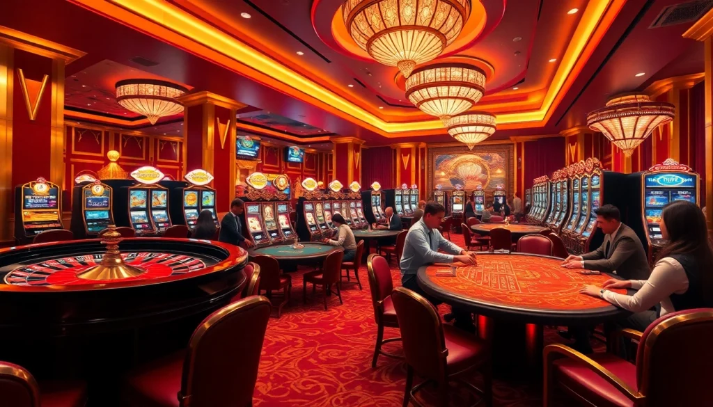 Experience the excitement at https://xin88.hot/ with players gathered around vibrant casino tables, spinning roulette wheels, and engaging in thrilling gameplay.