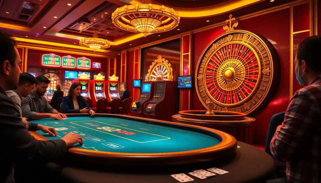 Experience the excitement at i b52 club with vibrant gaming tables and elegant slot machines.