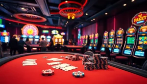 Experience the thrill of rr 88 at a luxury casino with vibrant gaming tables and players.