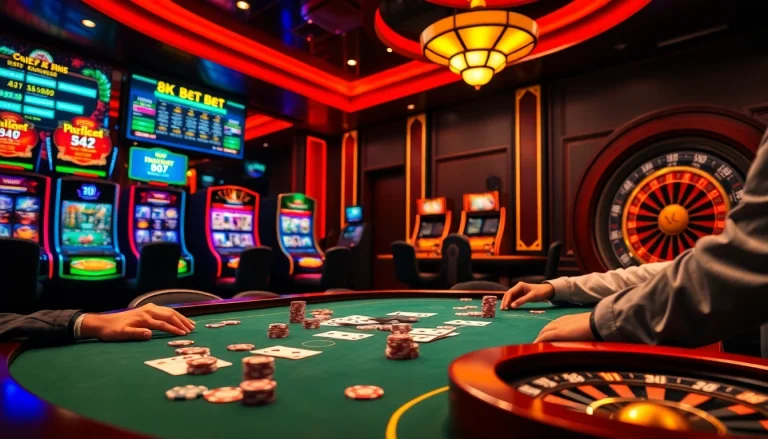 Experience high-stakes action with 8k bet at a glamorous casino table, filled with excitement and luxury.