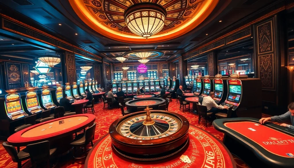 Experience the thrilling atmosphere of casino gaming at http://8kbet.ink/ with colorful tables, lively players, and excitement.