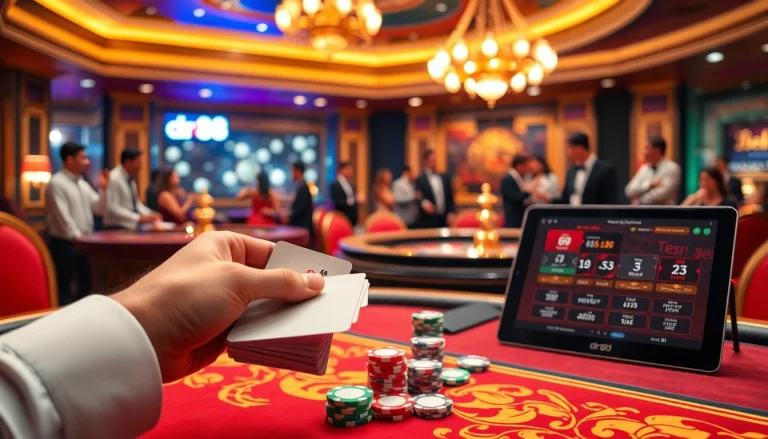 Engage with dr88 at a vibrant casino table with poker chips and roulette excitement.