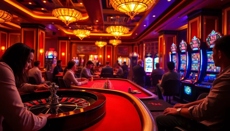 Experience the thrill of high-stakes gaming at http://8kbetok.com/ with a vibrant casino scene filled with excitement.