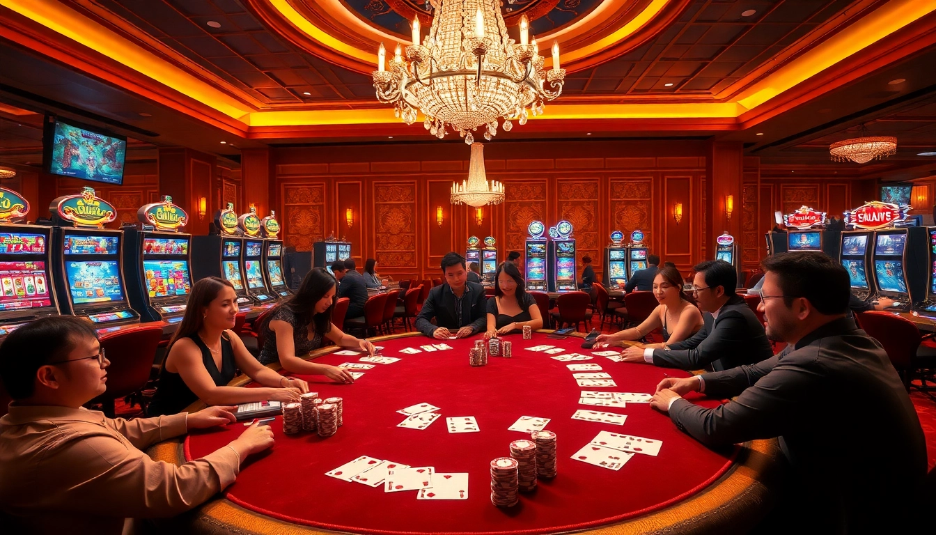 Exciting casino scene at https://dh88.site/ with poker chips, playing cards, and slot machines.