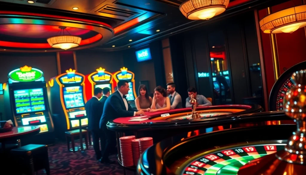 Players engaging at the bet88 casino poker table, showcasing luxury and excitement in gaming.