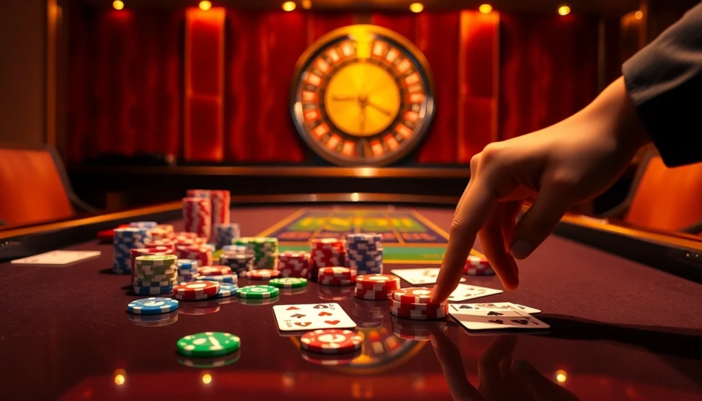 Experience the thrill of gambling at https://b52club.watch with a stunning poker table and chips.