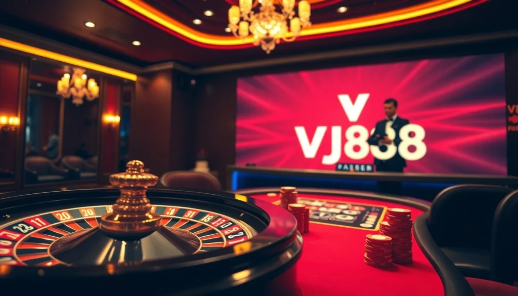 Experience the excitement of VJ88 with a winning hand at a luxurious casino table.
