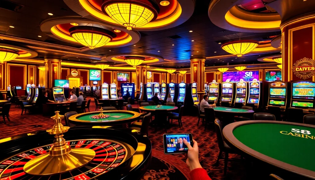 Experience thrilling games at S8 Casino, where excitement meets luxury in a vibrant atmosphere.