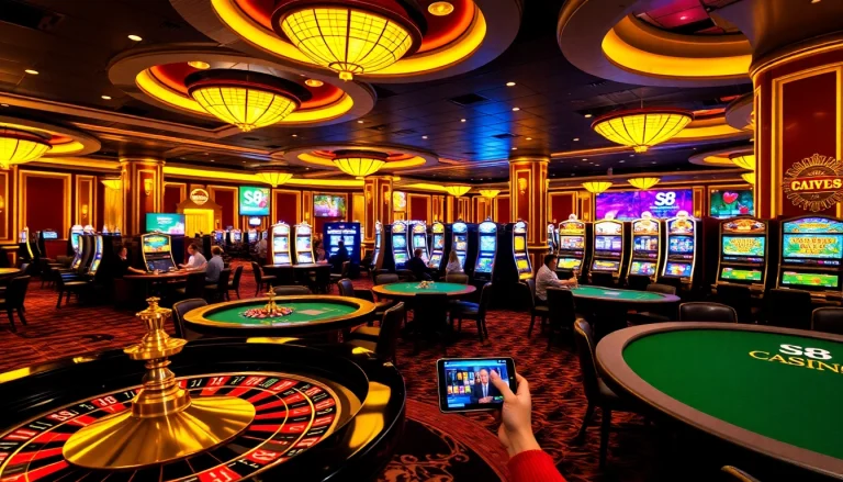 Experience thrilling games at S8 Casino, where excitement meets luxury in a vibrant atmosphere.