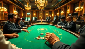 Exciting scene at F168 casino table where players engage in high-stakes poker.