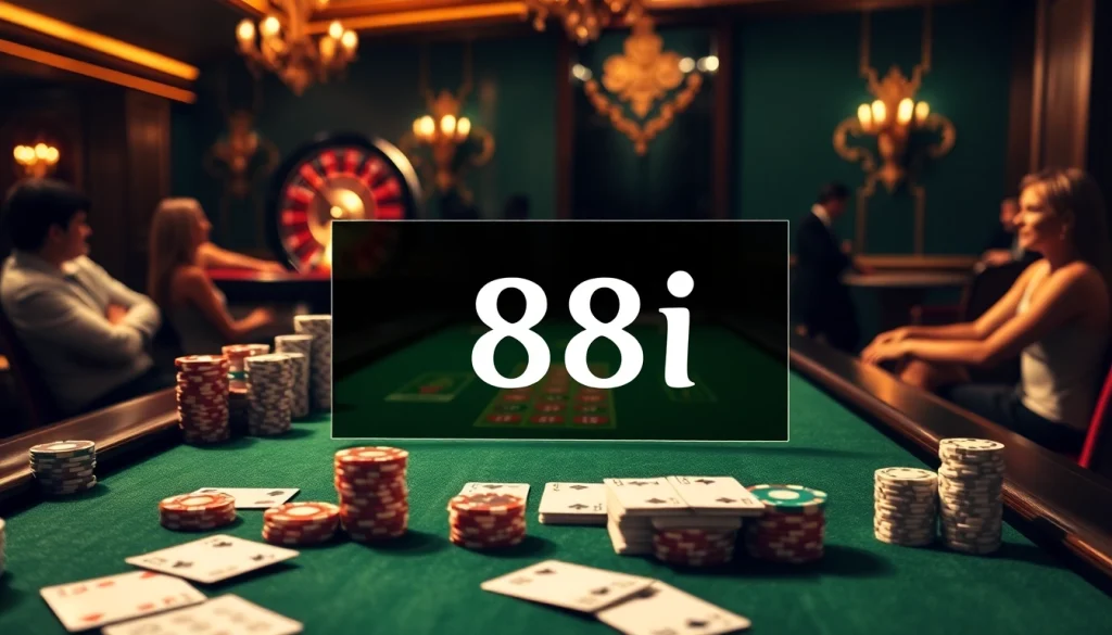 Experience thrilling gambling action at 88i with strategic poker chips and vibrant casino tables.
