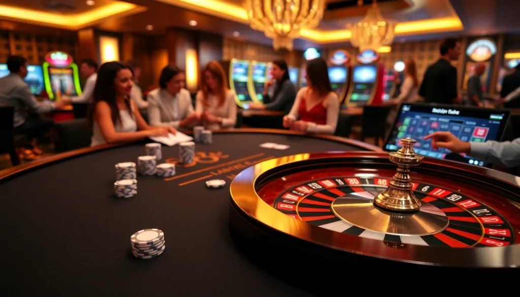 Engage in thrilling games at 88i's luxury casino, featuring blackjack, roulette, and lively players.