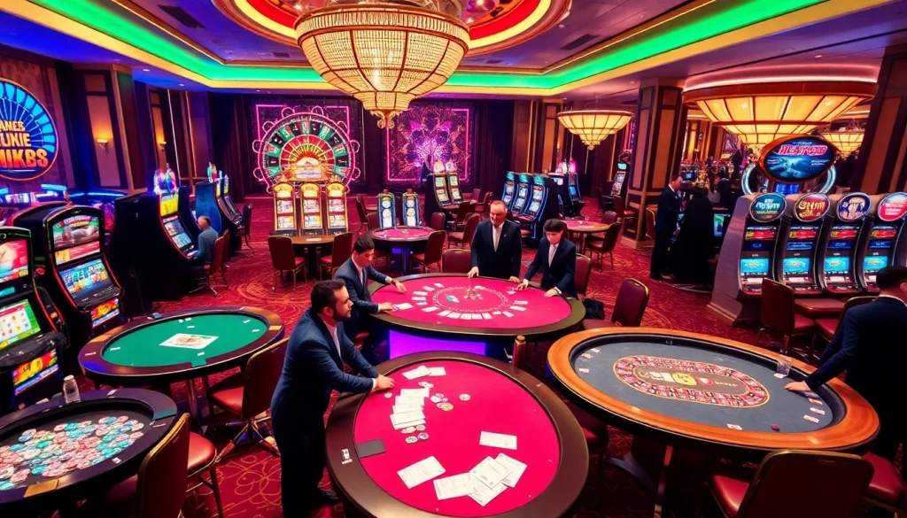 Experience the excitement of gambling at NK88's vibrant casino, filled with games and players.