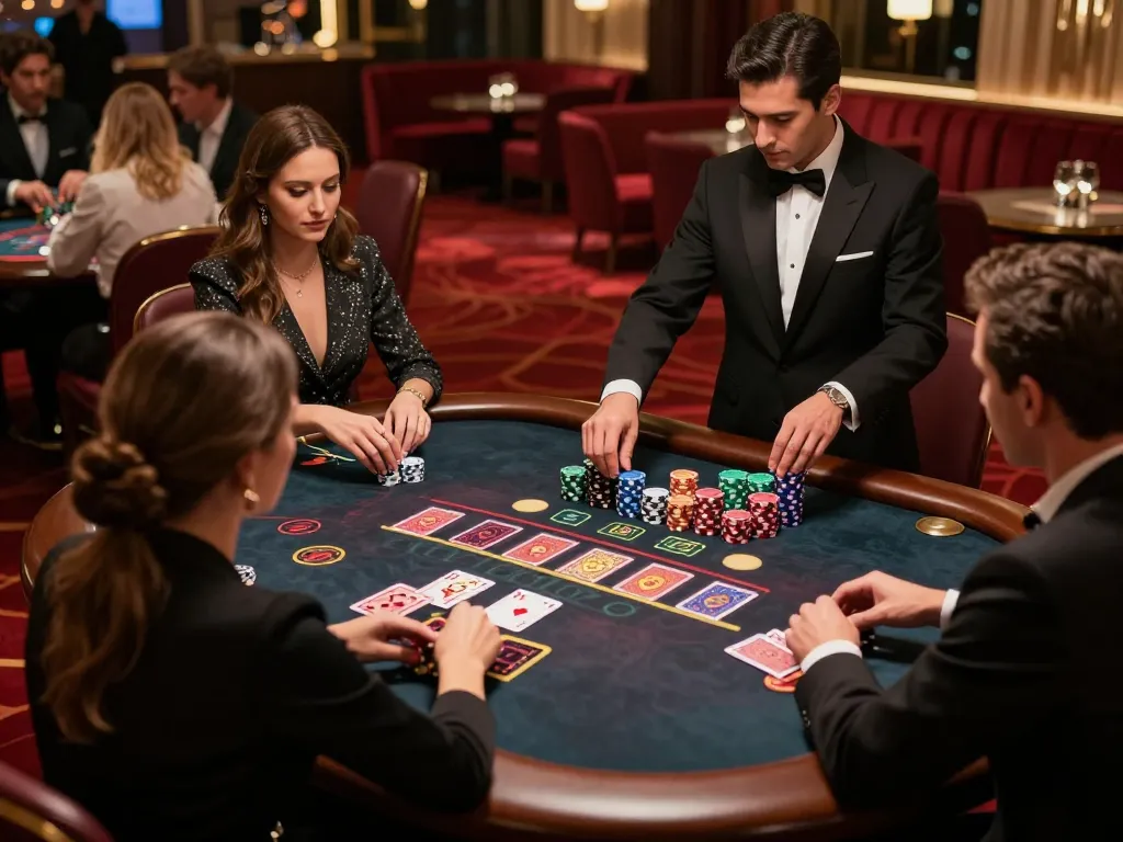 Experience the excitement of Sun win at an upscale blackjack table with dynamic gameplay.