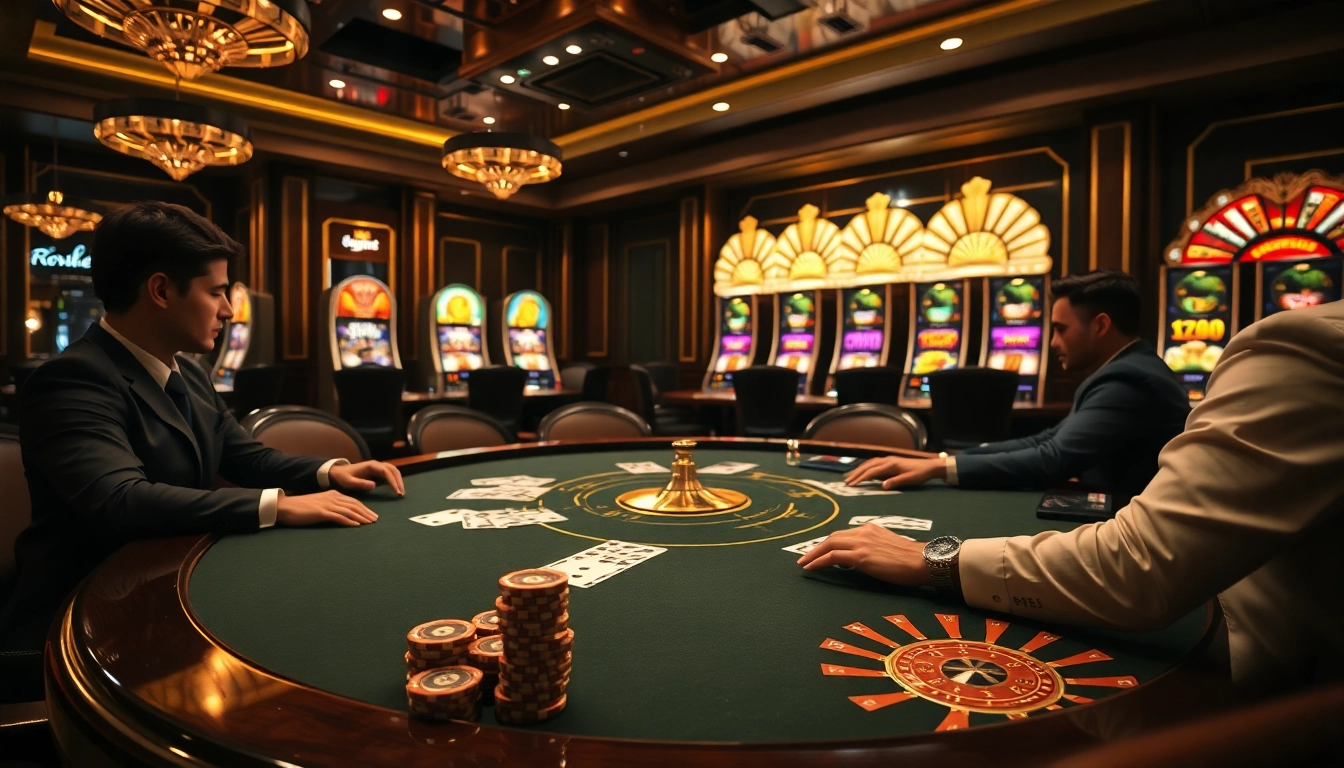 A thrilling poker game scene at ok8386.com highlighting luxury casino excitement.