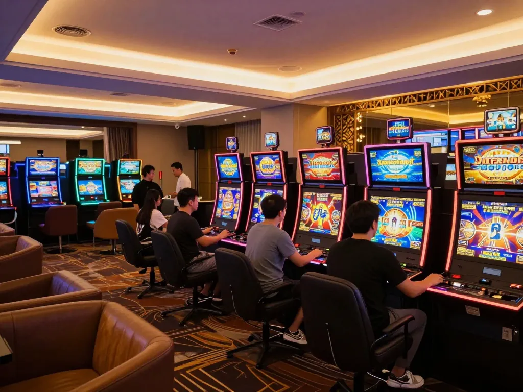 ผู้เล่นสนุกกับเกมสล็อตที่หลากหลายในบรรยากาศคาสิโนทันสมัยของ Fafa828