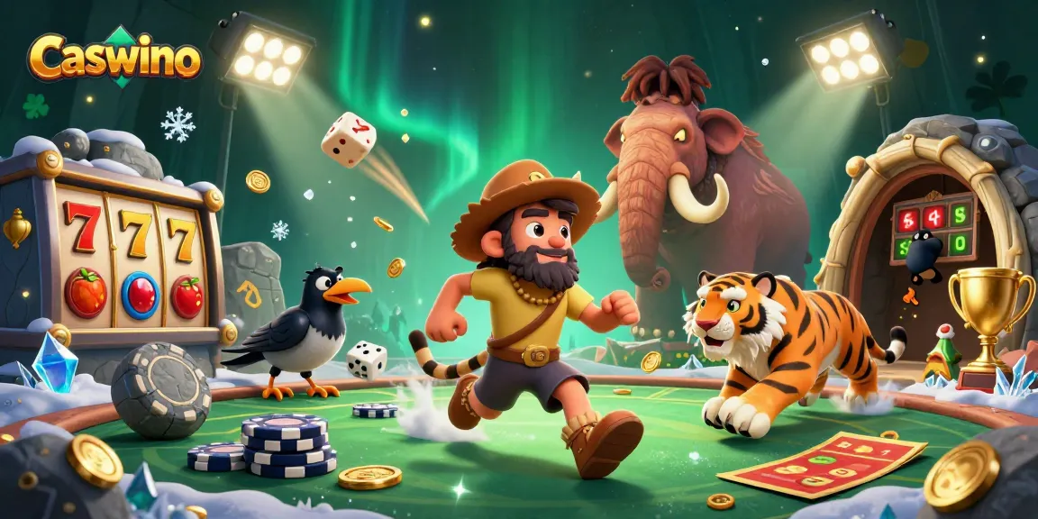 Experience Caswino’s vibrant casino atmosphere with dynamic slot reels and engaging characters.