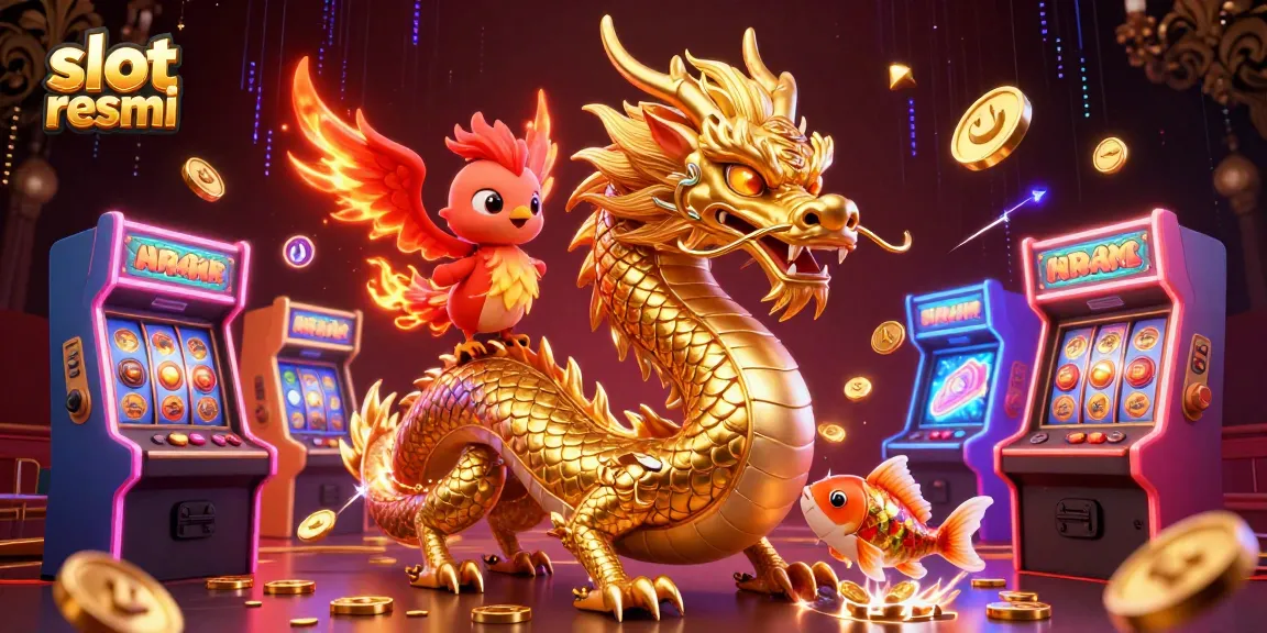 Experience the excitement of slot resmi gameplay with vibrant characters and golden coins raining down.