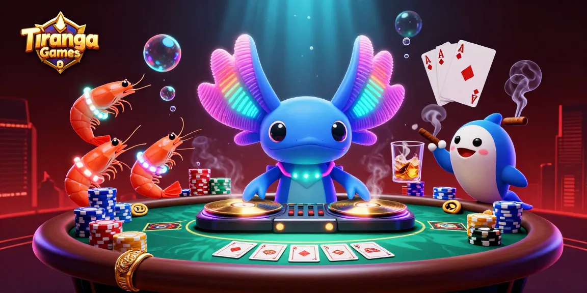 Tiranga Games showcases vibrant 3D illustration featuring fun casino elements with a cartoon DJ and lively characters.